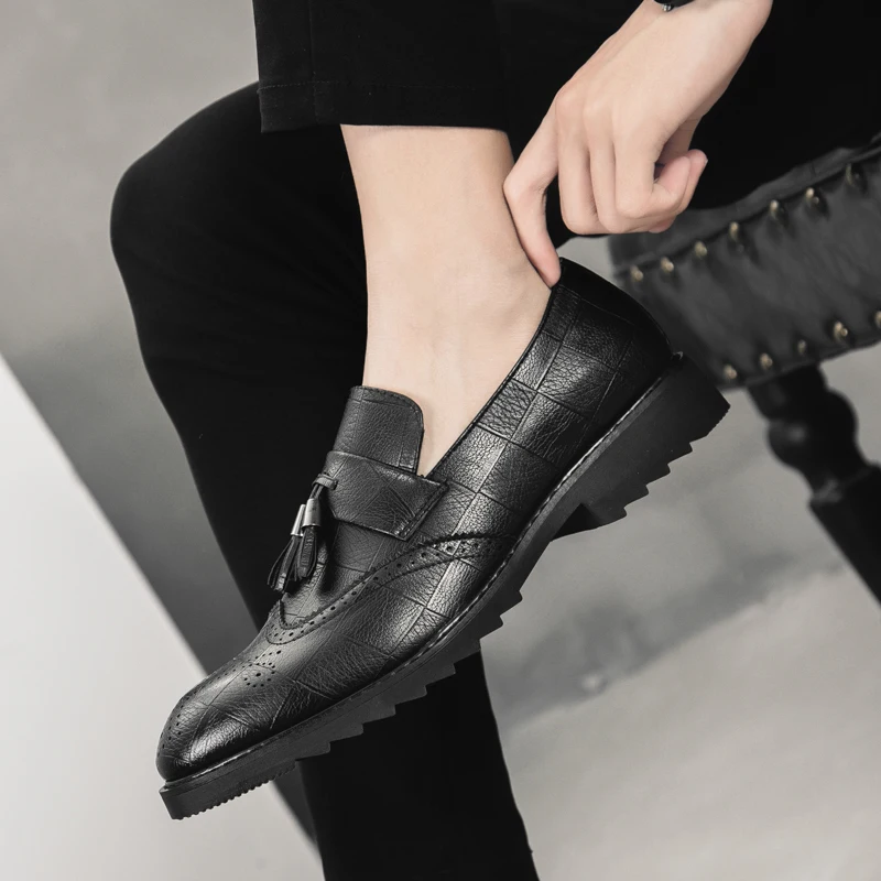 Fashion Men Loafers Elegant Brand Dress Shoes Italian Style Dating wedding dressing Male Tassel Casual w5 | Обувь