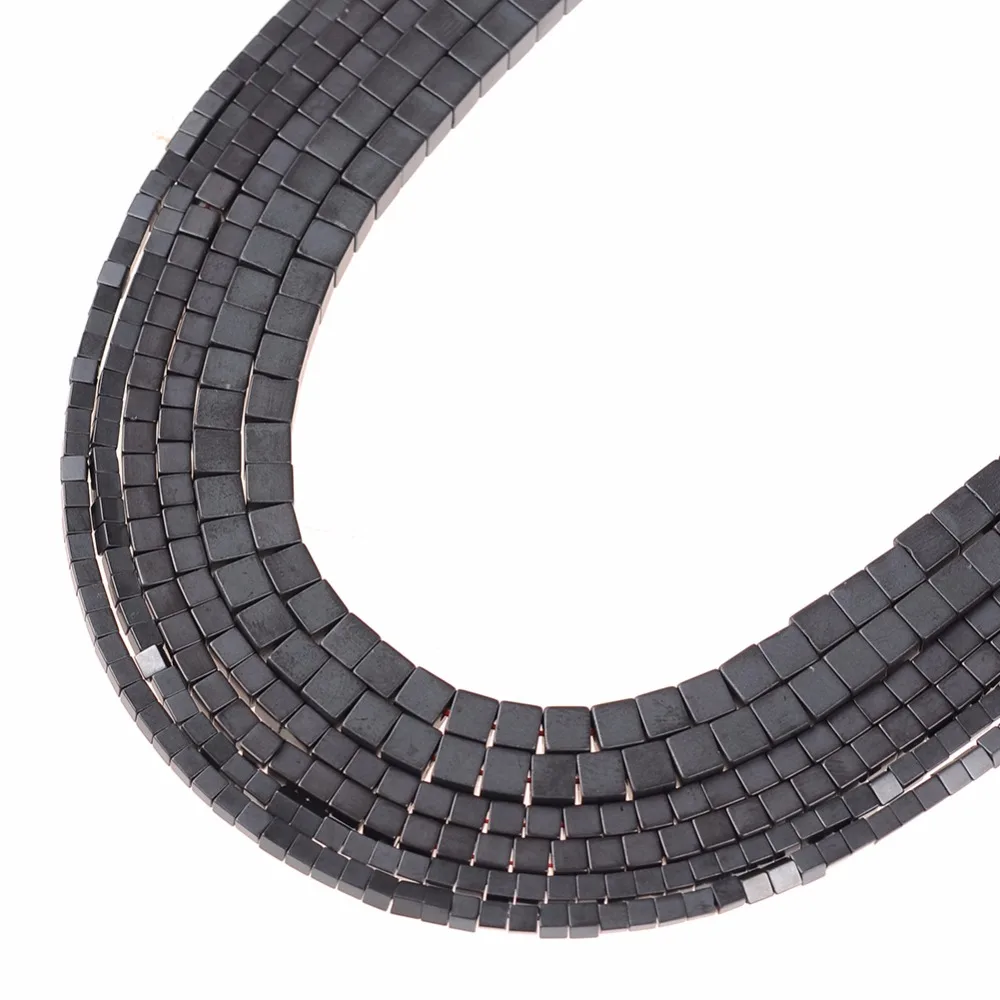 Natural Stone Hematite Beads Matt Square shape Loose stone beads 2/3/4mm for DIY Necklace Bracelet Jewelry Making Accessories | Украшения и