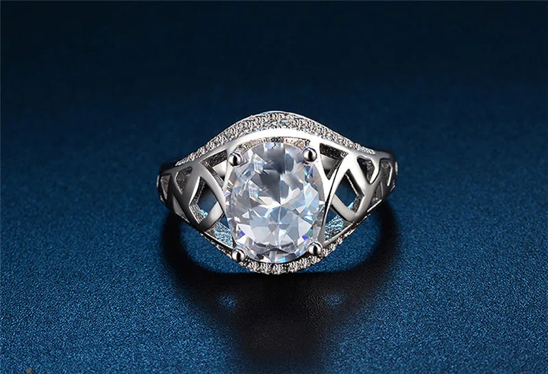 Популярные AAA Кубический Циркон Женщины Большой Mesh Обручальные Кольца Platinum