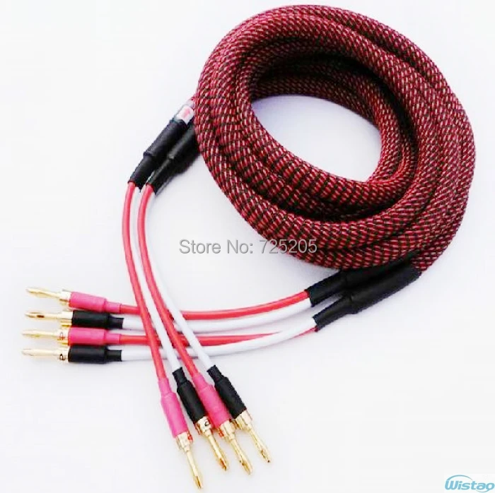 Hi-Fi кабель для колонок 4 квадратные штырьковые позолоченные медные банановые