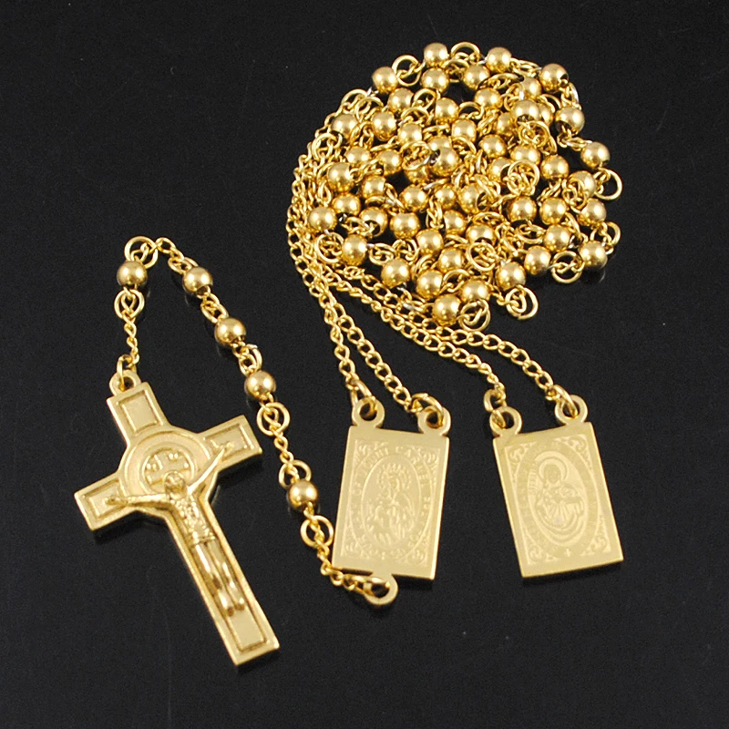 AMUMIU 4 мм * 66 см серебряный цвет Мужские четки бусы ожерелье из нержавеющей стали