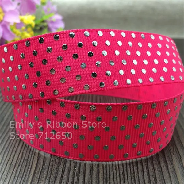 175 shocking pink Новое прибытие 7/8 ''22 мм Серебряный горошек Горячая Печатью полушерстяной лентой одежда diy Хлебобулочные лук подарок Обёрточная бумага 10 размеров - Цвет: 175 shocking pink