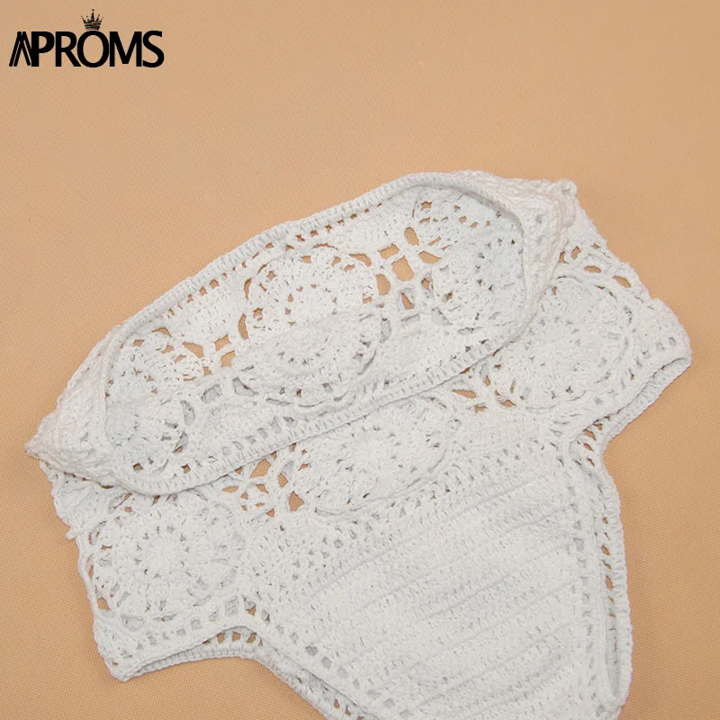 Aproms белые вязаные крючком шорты для женщин летние пляжные шорты с высокой талией 90s охлаждает девушек бикини пляжная одежда женские плавки
