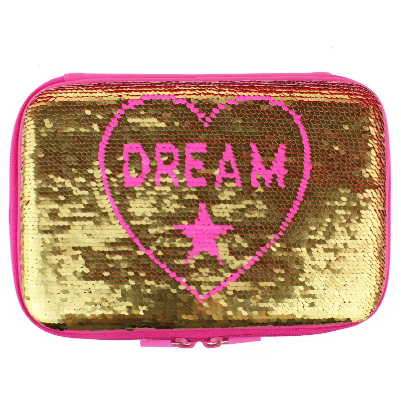 rose red Школьный пенал для девочек dream love sequins можно переворачивать большая ручка коробка Прекрасная косметичка для девочек ручка сумка, школьные принадлежности канцелярия для школы пиналы в школу для девочек - Цвет: rose red