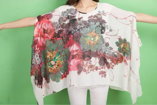 Летняя женская блузка с рукавом летучая мышь Свободная шифоновая цветочным