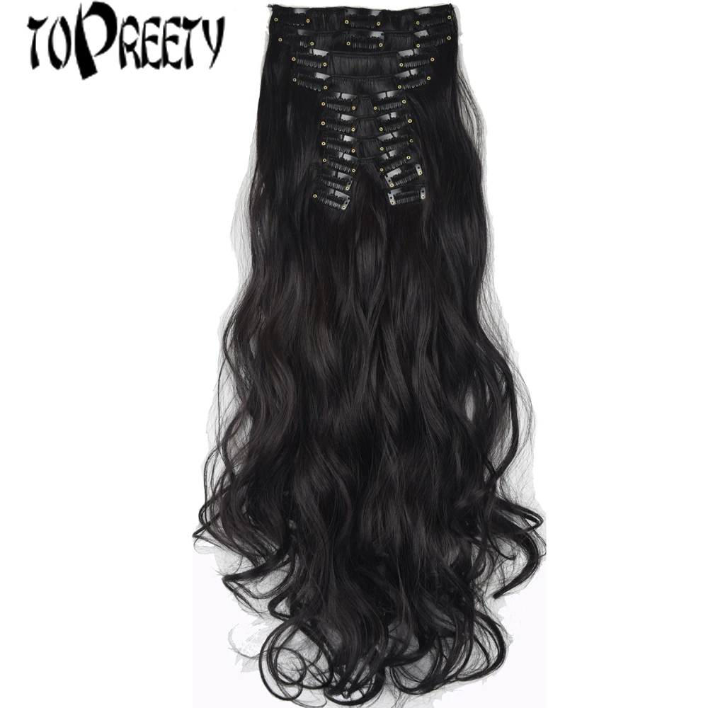 

TOPREETY Heat Resistant B5 Synthetic Hair Fiber 150gr Body Wave Clip in hair Extensions 12pcs/set 1208