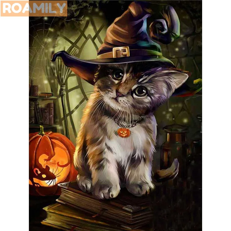 5d алмазная вышивка Хэллоуин весь день святых кот тыква ведьма летучая мышь