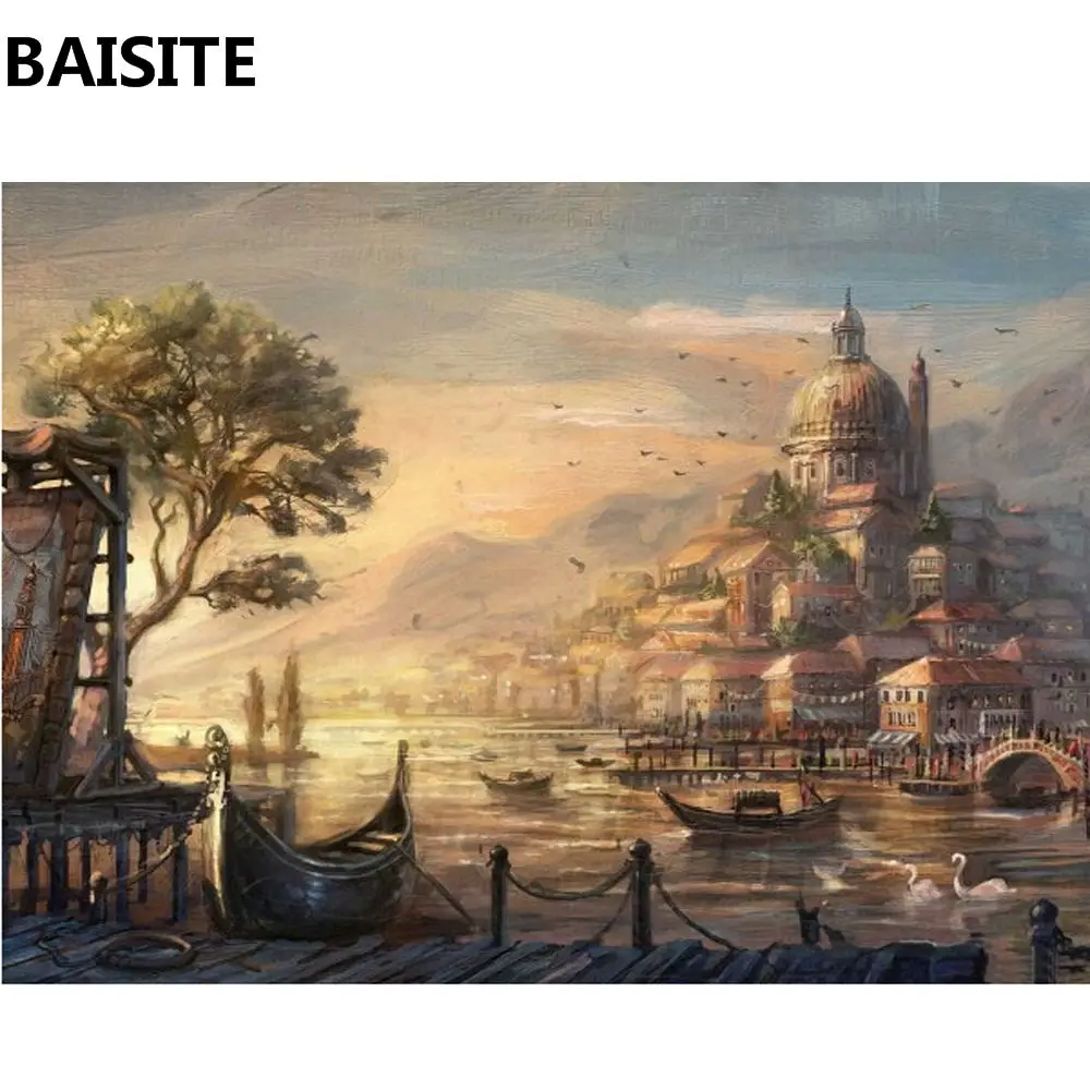 E168 BAISITE DIY картина маслом в рамке по номерам цветы картины холст живопись для гостиной стены Искусство домашний декор Y5388 - Цвет: E168