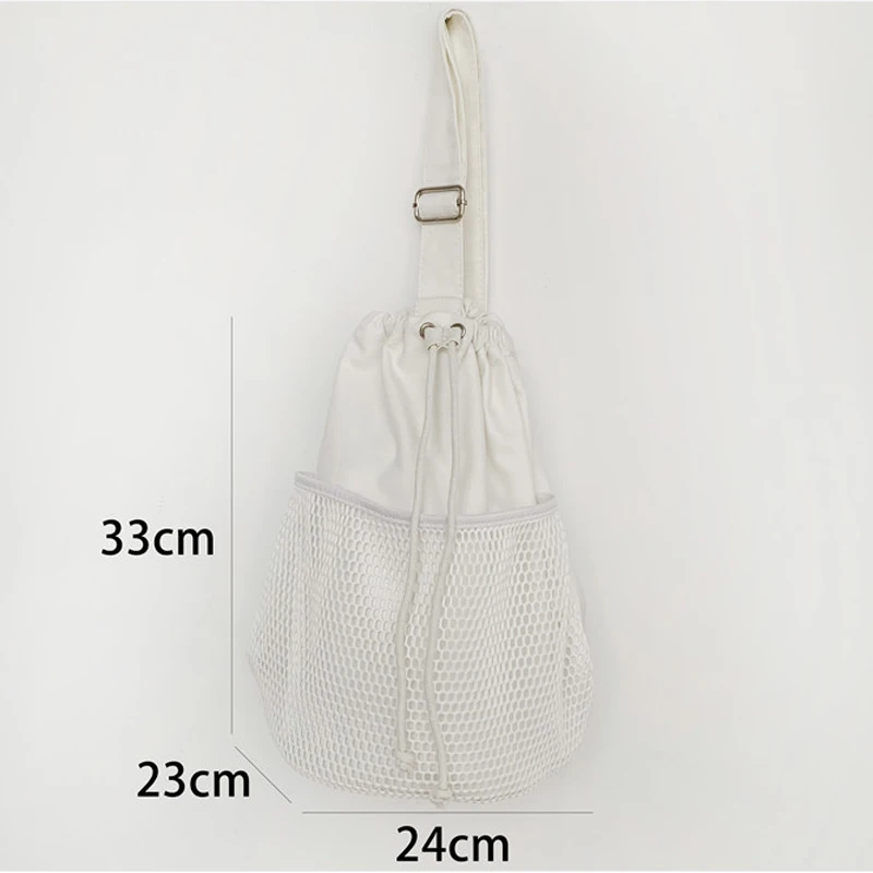 Женская Холщовая Сумка на одно плечо повседневная Сетчатая Сумка-ведро для дам