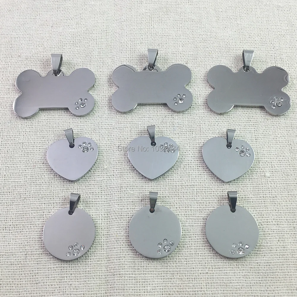 

1000pcs/lot Blank Cat Dog ID Tag Engraved Dog Pet Charm Pet Name Pendant Necklace Accessory