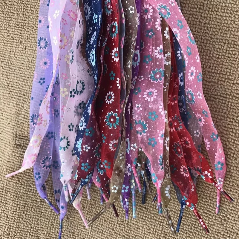 11 Color Printing Snow Yarn Lace 2.5CM Width 80CM/100CM/120CM Length ultra-thin transparent lace  Sneaker Sport Shoes Lace