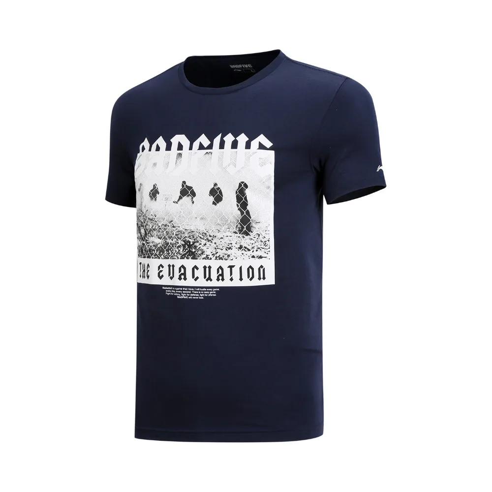 Li-Ning мужские баскетбольные майки BAD FIVE, хлопок, дышащие, обычная посадка, подкладка, удобная спортивная футболка, футболка AHSN289 MTS2825