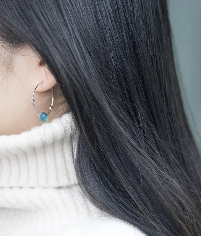 925 Серебряное кольцо для ушей Berg Blue Круглые серьги ретро элегантное безразличие темперамент женский прекрасный стиль ювелирные изделия ZC071