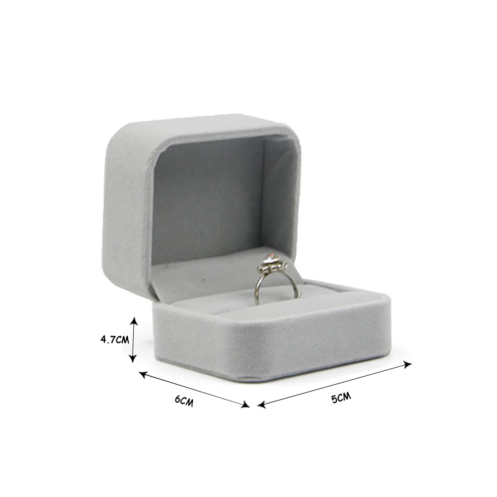 gray ring box Шкатулка для колец, сережек, ожерелий, браслетов, набор, квадратная упаковка, ювелирные изделия, свадебные подарочные коробки, органайзер, много размеров - Цвет: gray ring box