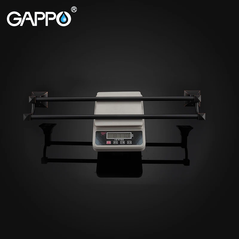 

GAPPO tower bars Double Rail Bath towel hanger brass bathroom towel holders Bathroom Hardware black wall mounted Towel Bars