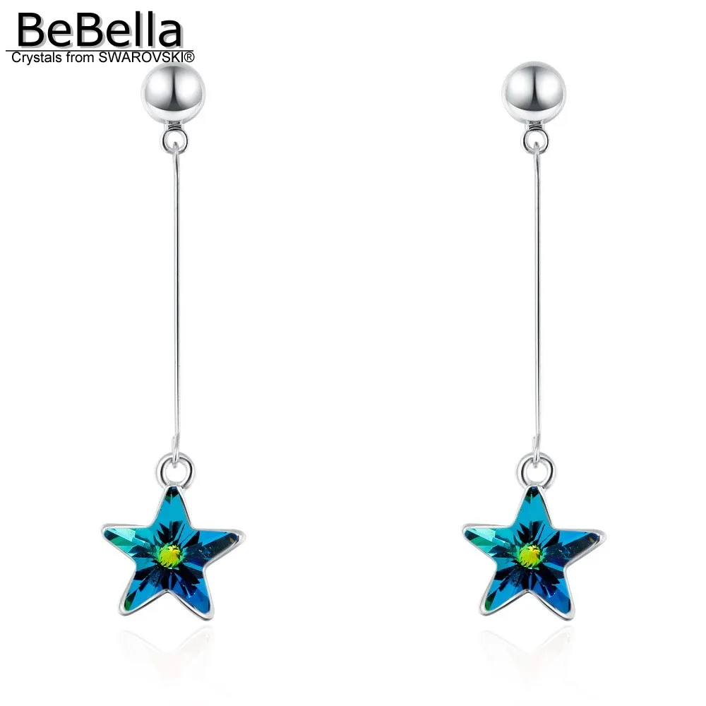 Серьги подвески BeBella Star Pentagram с кристаллами Swarovski модные ювелирные изделия для