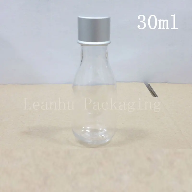 30ML Transparent Plastic Bottle With Silver Screw Cap , 30CC Essence / Emulsion Packaging Bottle , Empty Cosmetic Container