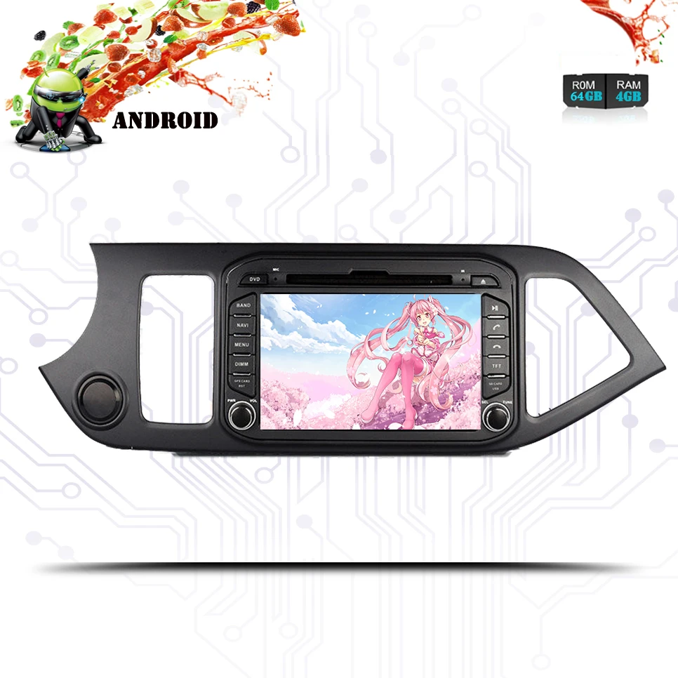 7/8 дюймов Android 9 0 GPS Стерео DVD Радио 4 Гб + 64 головное устройство для Kia Picanto Morning 2011 2016