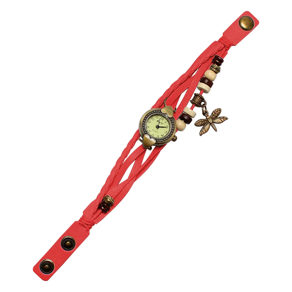 Женский браслет со стрекозой Подарочные Наручные часы цвета розового золота с