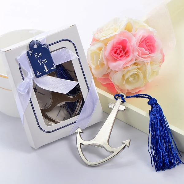 

80PCS/LOT Nautical themed Anchor Beer Bottle Opener With Tassels Unique Wedding Favors and Gifts Vintage Wedding Decorations