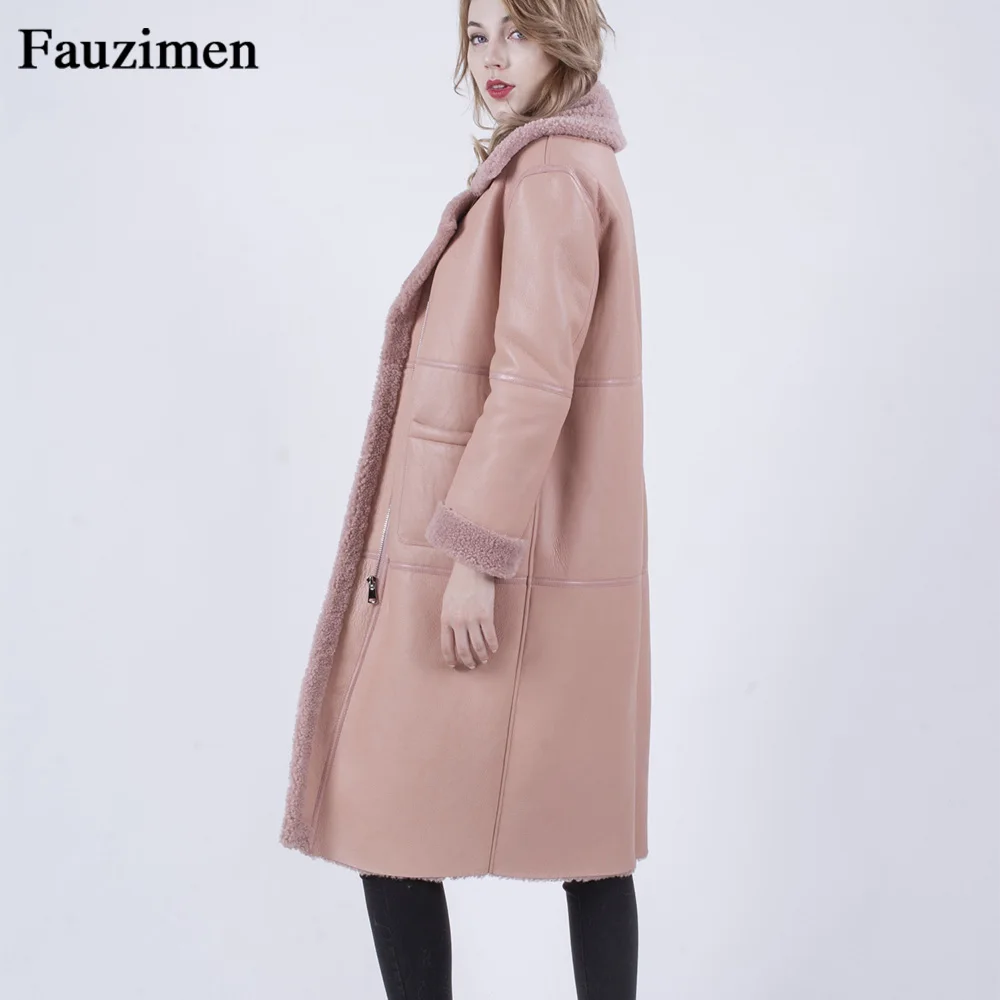 Новая длинная Парка женская зимняя куртка Пальто Толстая теплая овечья меховая s