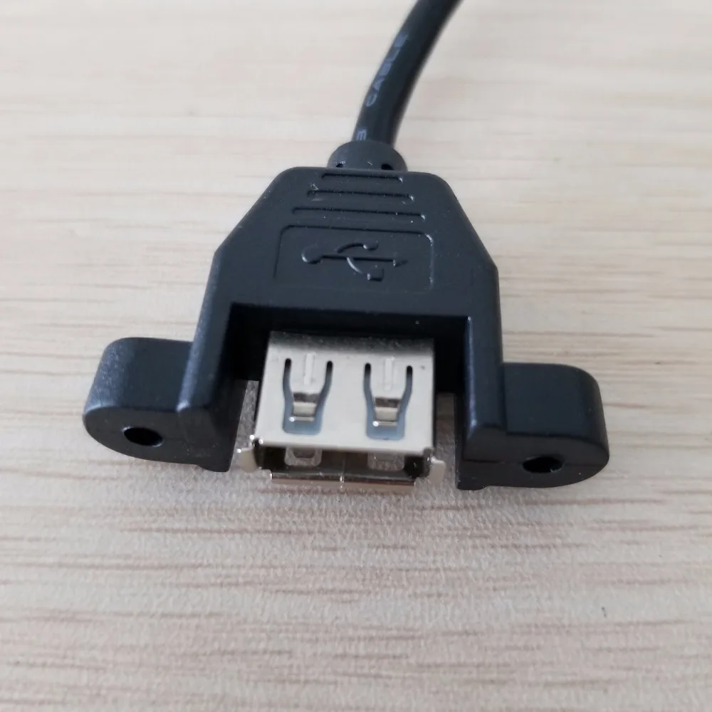 

10pcs/lot 90 Degree Left Angle Pannel Mount USB Female with Screw to USB 2.0 A Male Data Cable 30cm