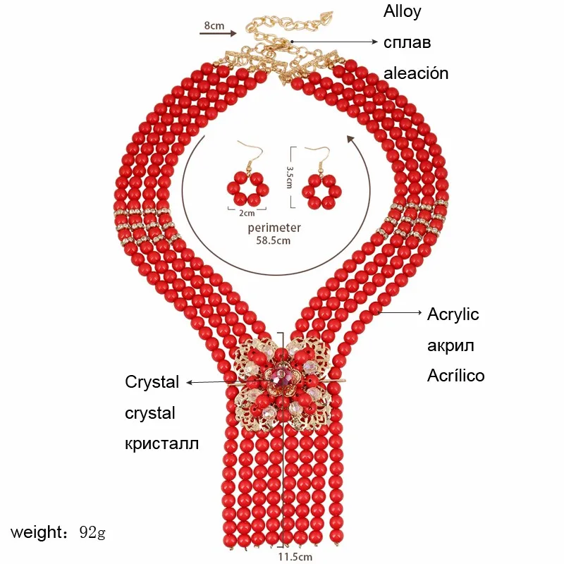 UDDEIN нигерийский Свадебный ювелирный набор индийская невеста аксессуары Хрустальный цветок колье ожерелье женский Африканский бисер ювелирный набор