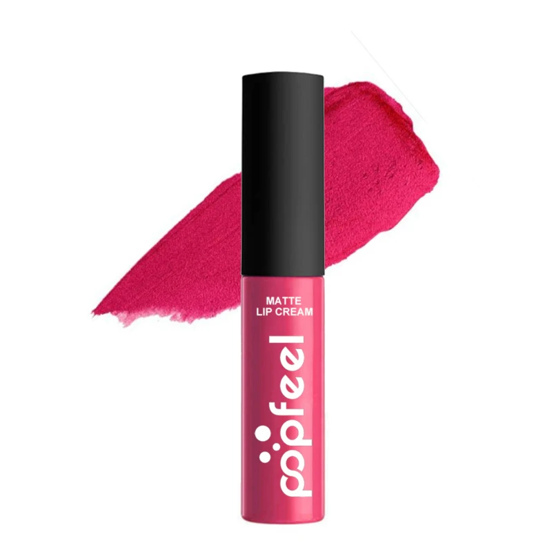 01 PINK Матовая popfeel стойкий блеск для губ Водонепроницаемая бархатная помада сексуальный Жидкий блеск для губ держать 24 часа мэйк-ап косметика для губ 12 цветов - Цвет: 01 PINK