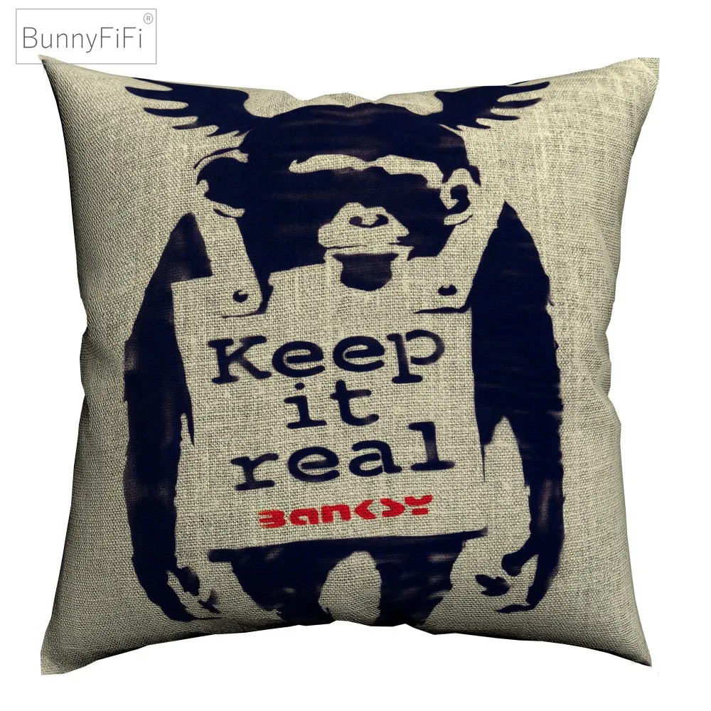 Чехол для подушки Banksy Keep It Real Art декоративное хлопковое белье 45x45 см дивана
