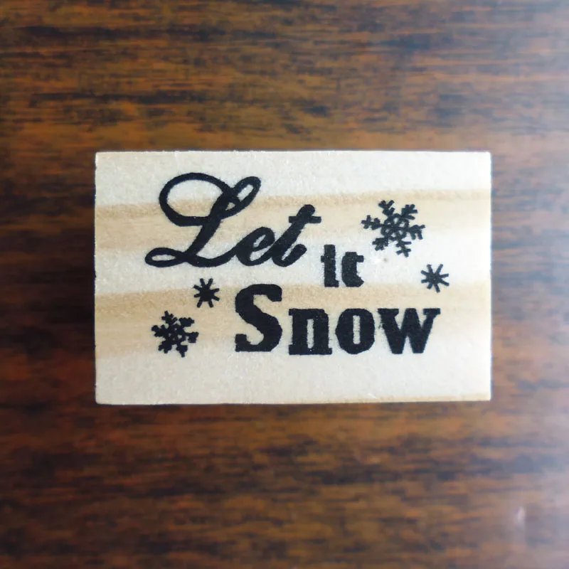 1 шт. деревянная резиновая печать Let It Snow Рождественский дизайн снежинки для