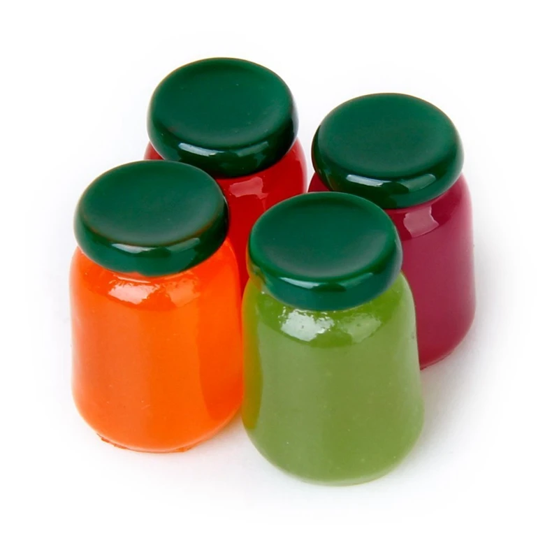 4 бутылки вкуса еды смесь фруктового джема пищевой магазин 1/12 миниатюрный
