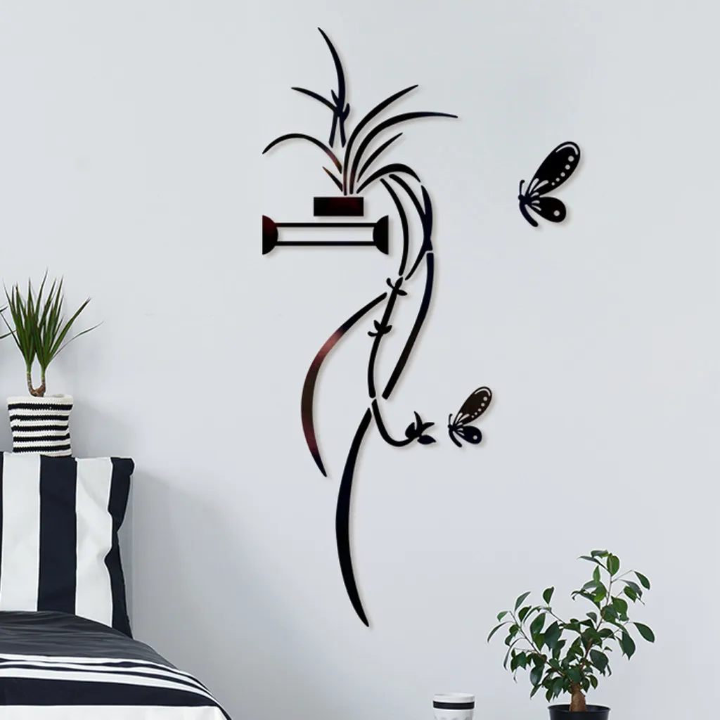 3D акриловая Настенная Наклейка в форме цветка для гостиной спальни зеркала