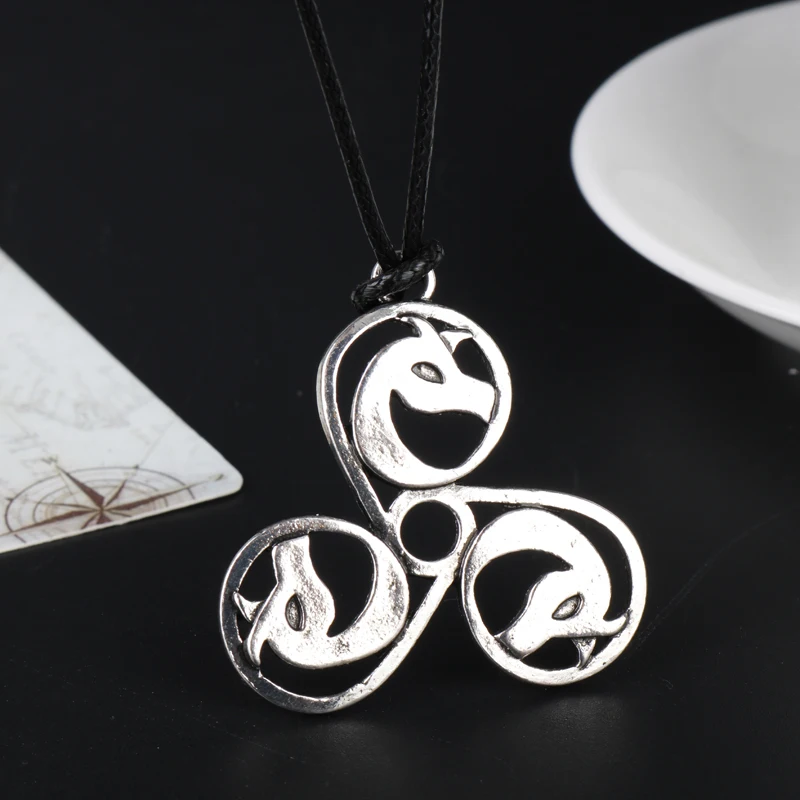 Мода Селтикс Дракон тройные головки бижутерия в стиле викингов мужские подвески