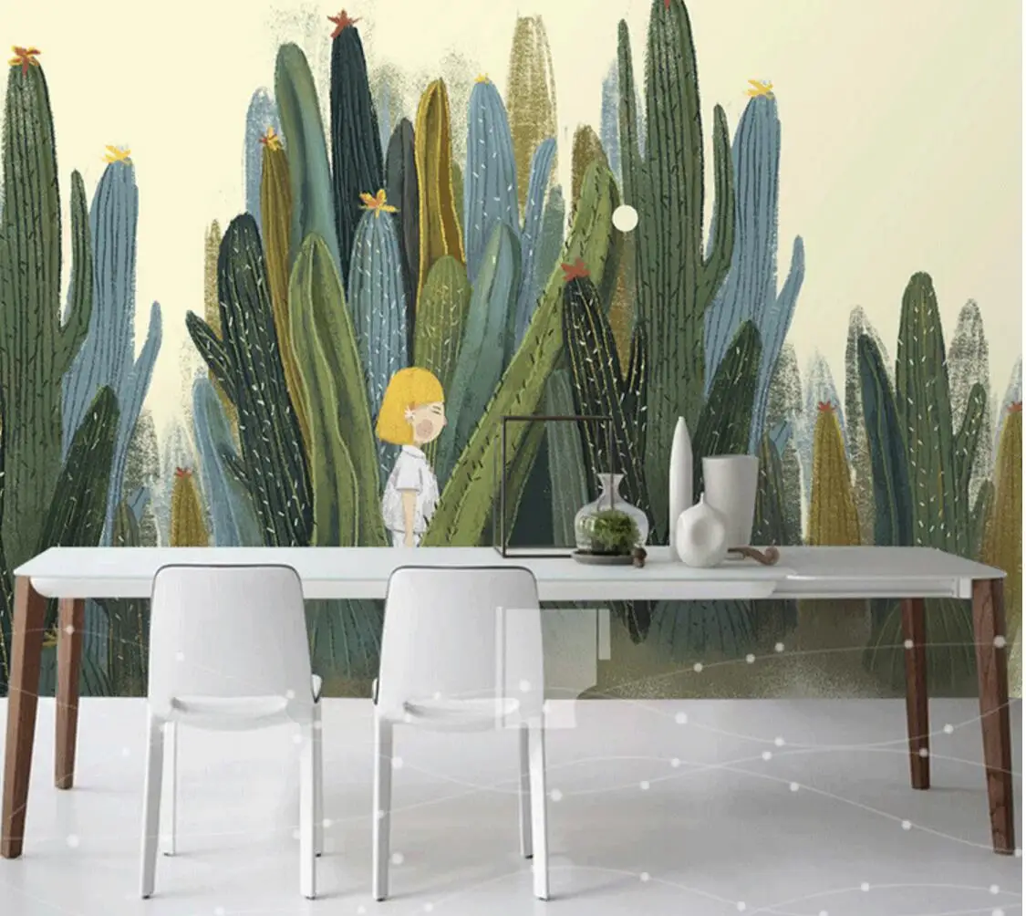 

Large 3D Cacti Wall Murals Photo Wallpaper for Living Room Cactus Plant Wall Paper 3 D papel de parede do desktop Custom Size