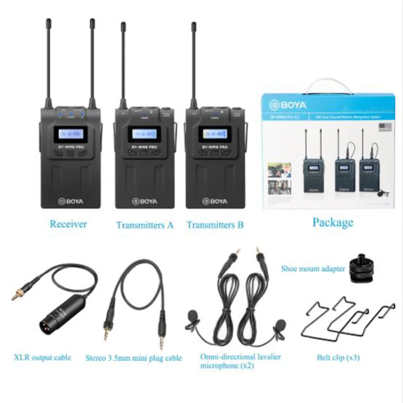 BOYA BY WM8 UHF двухканальный петличный беспроводной микрофон с ЖК экраном для камеры