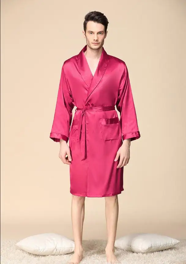 robe 10 Luxury Designer Men's Silk Kimono Robe Plus 5XL Long Sleeve Sleepwear Bathrobe Oversized Satin Nightgown Summer Home Clothing - Цвет: robe 10