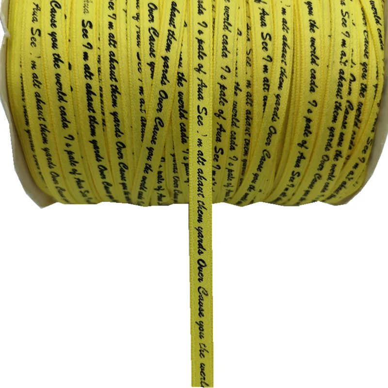 Yellow 1/" 6 мм 10 ярдов печатная полиэфирная хлопковая лента для свадьбы, украшения для рождественской вечеринки, сделай сам, бант, рукоделие, открытка с лентой, подарочная упаковка - Цвет: Yellow