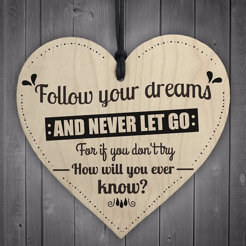 Meijiafei надписью Follow Your Dreams вдохновляющие мотивирующие деревянный подвесной знак в