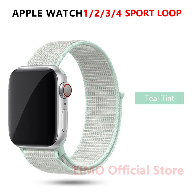 New Teal Tint EIMO ремешок для Apple Watch ремешок 44 мм 40 мм Apple Watch 4 5 3 2 1 iwatch ремешок 42 мм 38 мм Спортивная петля нейлоновая петля браслет ремешок для часов - Цвет ремешка: New Teal Tint