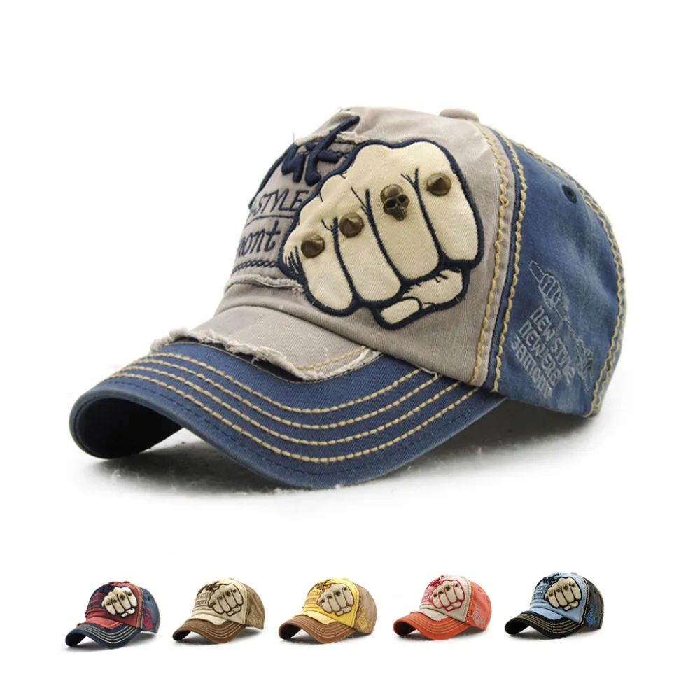 Унисекс бейсбольная Кепка Винтаж Snapback кепки бейсболки новый стиль кулак вышивка
