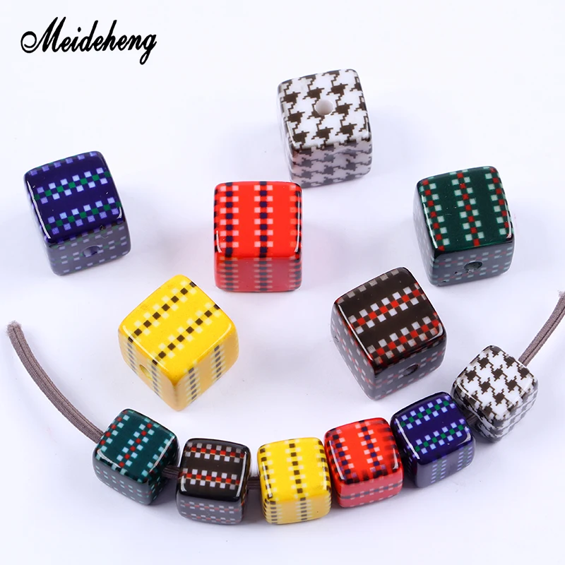 12 мм 16 акриловые Квадратные бусины DIY для изготовления ювелирных изделий