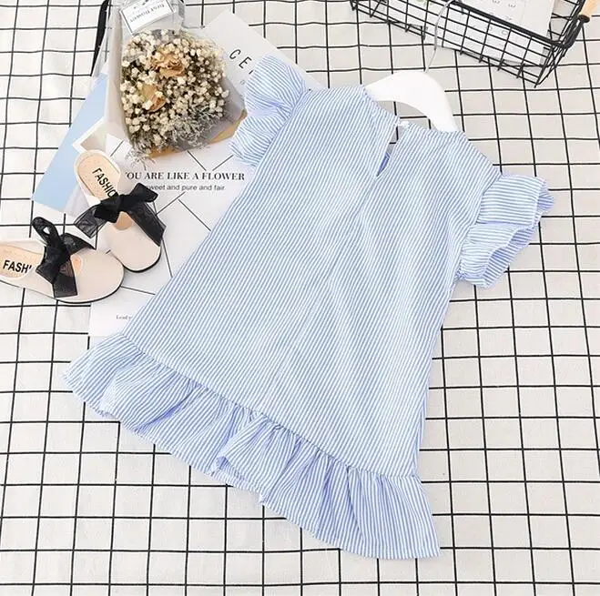 Высококачественное платье для девочек одежда с бахромой в полоску детская