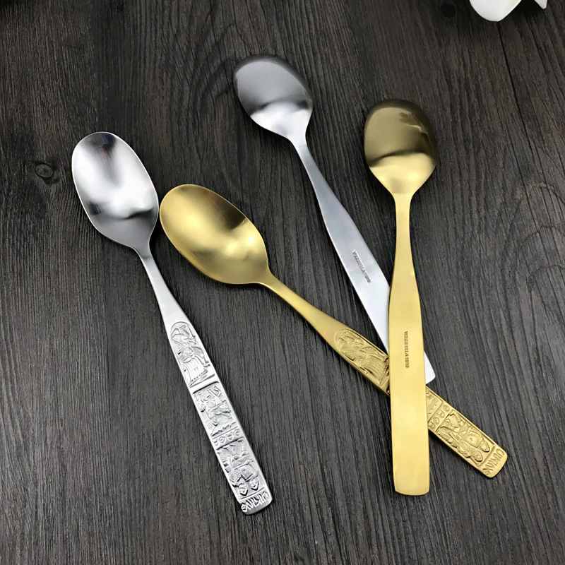 1 шт. ложка из нержавеющей стали с длинной ручкой золотистого и серебряного цвета
