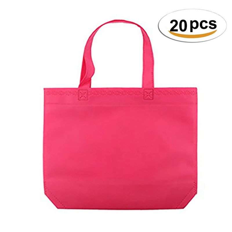Rose red 20pcs 20 шт многофункциональная Подарочная сумка с ручкой, женская сумка для покупок, одноцветная Нетканая Детская сумка для дня рождения, подарочные сумки для рукоделия - Цвет: Rose red 20pcs