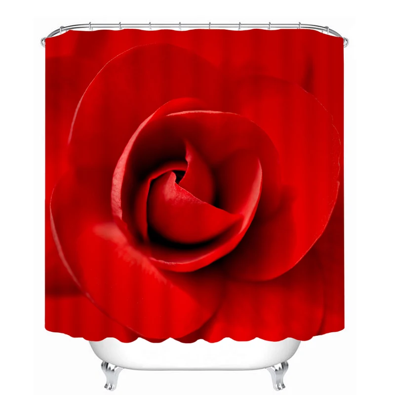 3D свадебные туфли Пикантные с красной розы узор душ Шторы s Водонепроницаемая