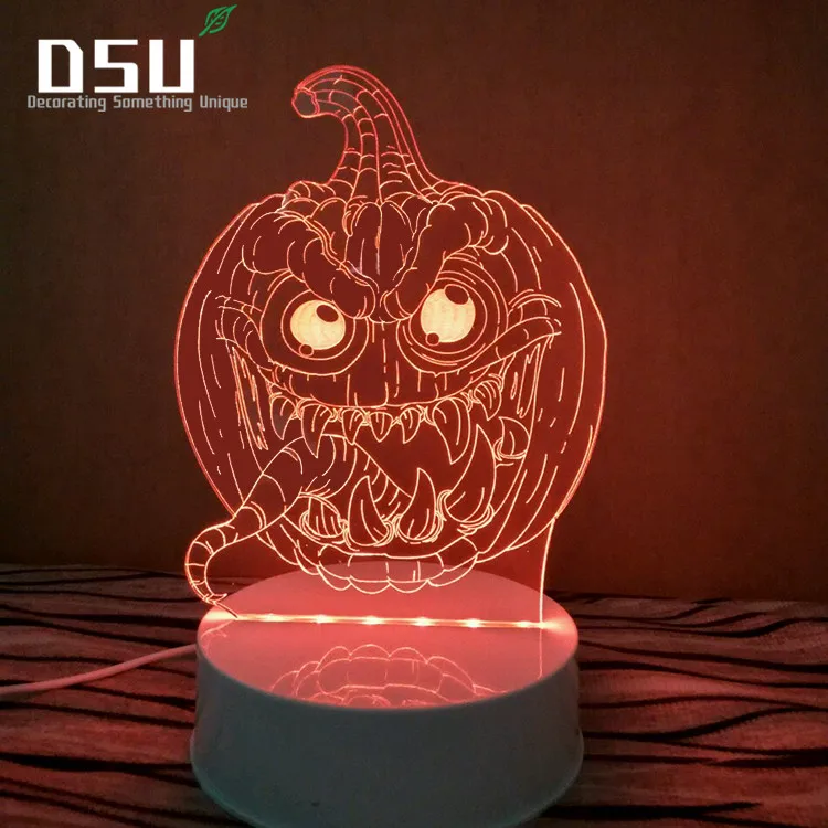 3D иллюзия Лампа Хэллоуин Тыква Вечеринка LED Настольная лампа для Хэллоуина всех