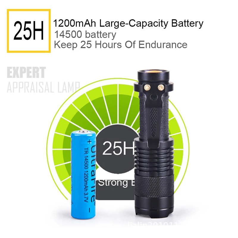 395 Flashlight Ultra Violet Light With Zoom Function Mini UV Black Pet Urine Stains Detector Scorpion Use AA/14500 battery | Освещение