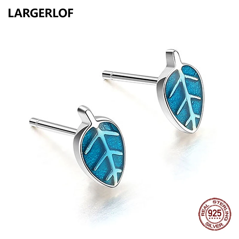 LARGERLOF Feather Earrings 925 Sterling Silver Fashion Stud Women ED10199|stud earrings|earrings fashionearrings for |