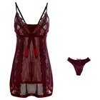 Сексуальное женское летнее прозрачное ночное белье, кружевное вышитое платье на бретельках, Мини Ночная рубашка с стринги