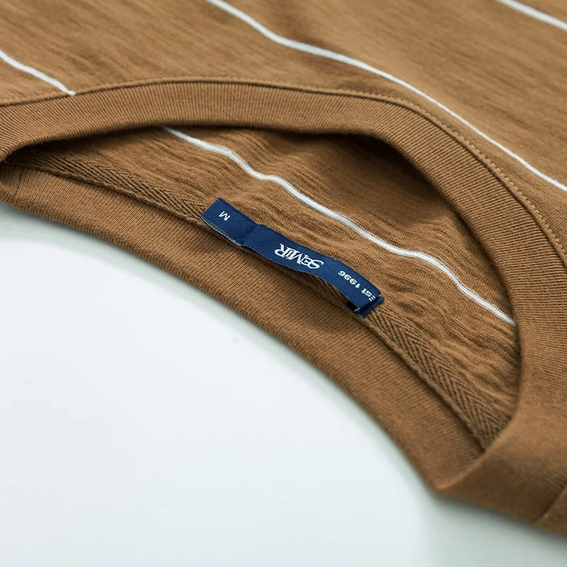 SEMIR мужская полосатая футболка с карманом на груди круглым вырезом топы для